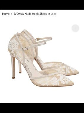 Bella Belle Blush Claudia Floral Lace Pointed-Toe Ankle-Strap Heels